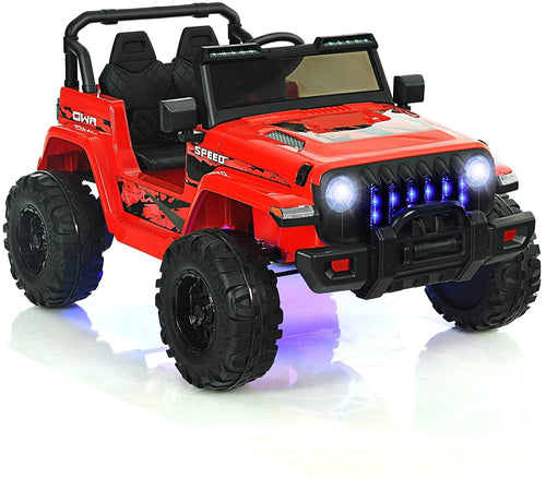 12V Kids Ride-On Jeep Car, 2.4G Remote Control, Red