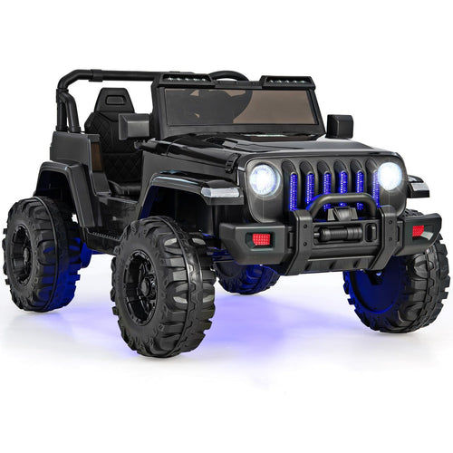12V Kids Ride-On Jeep Car, 2.4G Remote Control, Solid Black