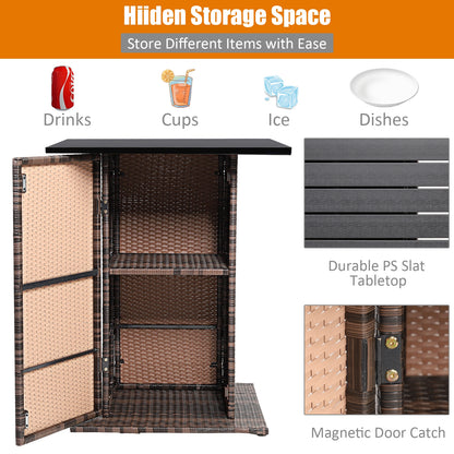 5-Piece Rattan Bar Set With Cushions, Hidden Storage Shelf, Black Patio Bar Furniture at Gallery Canada