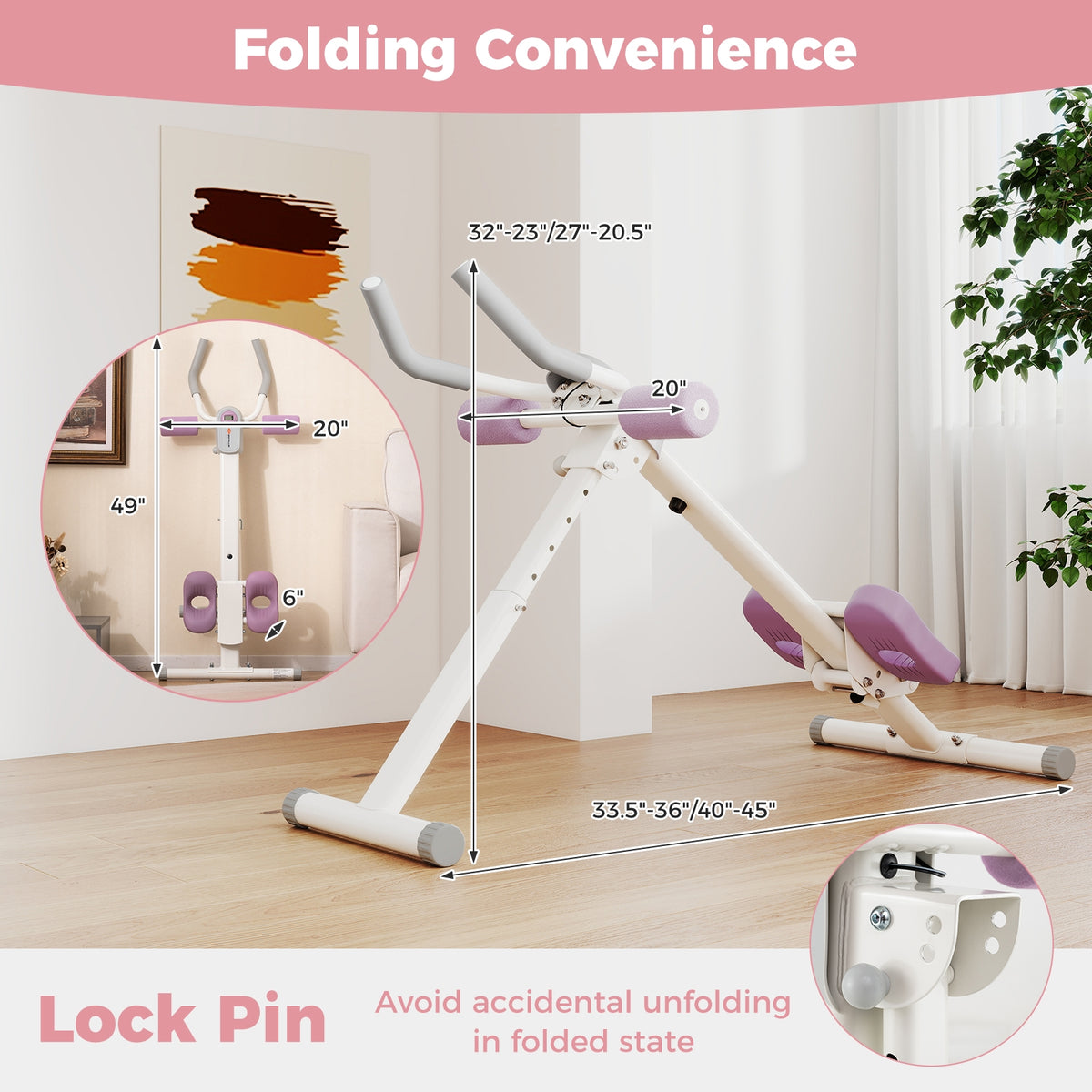 Adjustable Abdominal Trainer, Foldable Ab Cruncher, White Rowing Machines at Gallery Canada