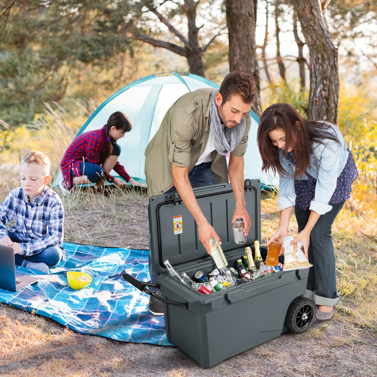 75 Quart Portable Cooler, Rotomolded Ice Chest, Gray Coolers at Gallery Canada