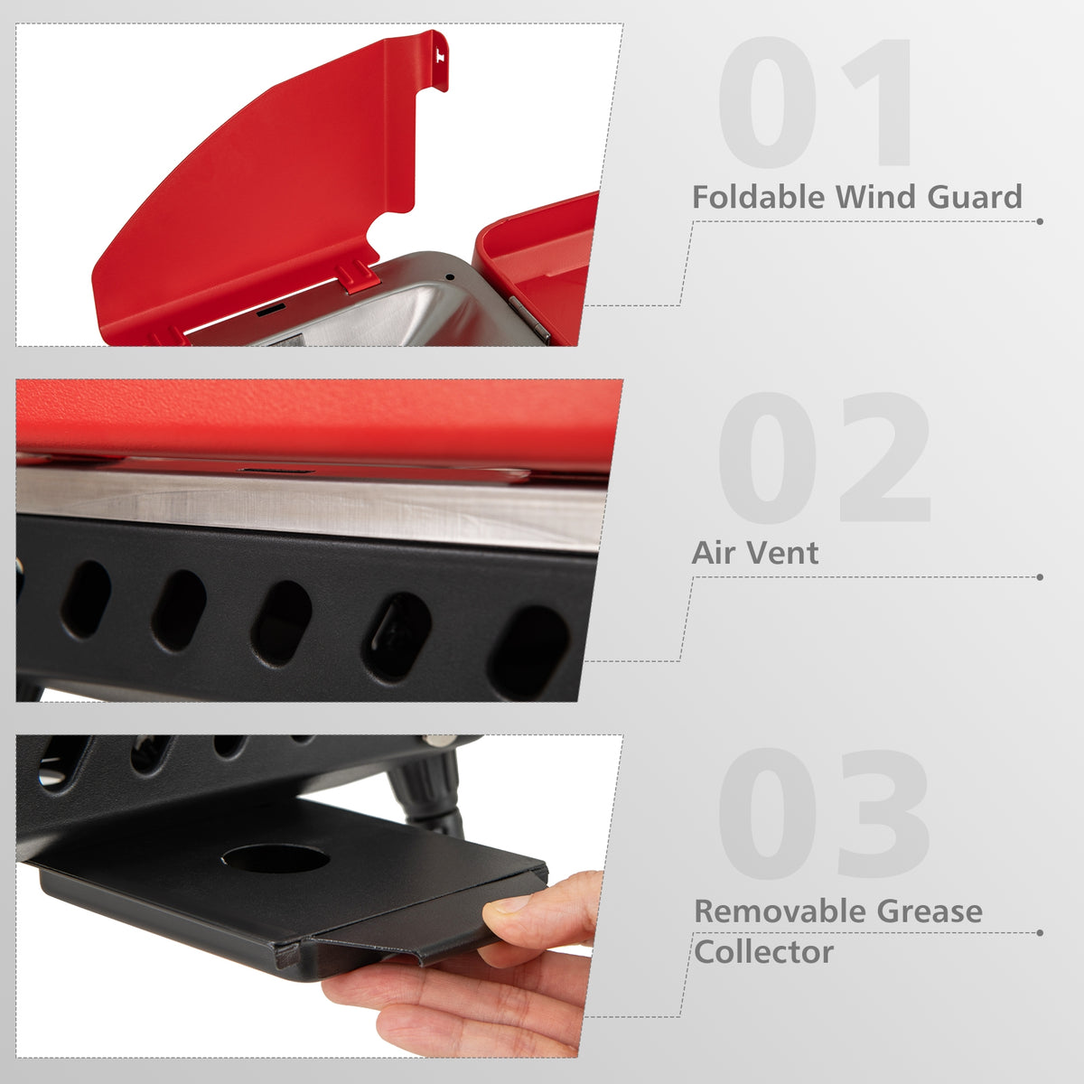 2-In-1 Gas Camping Grill And Stove, 4 Detachable Legs, Red Outdoor Grills at Gallery Canada