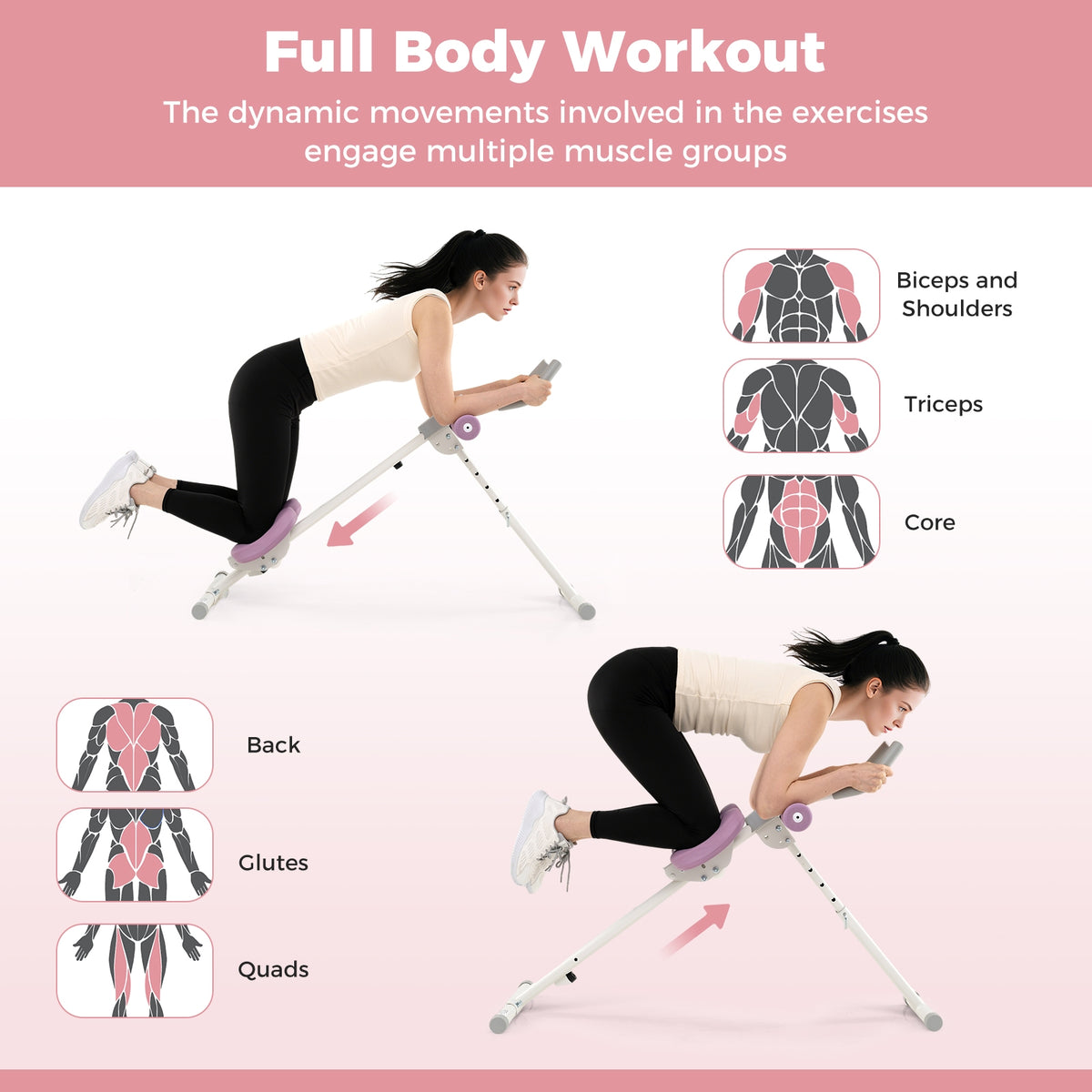 Adjustable Abdominal Trainer, Foldable Ab Cruncher, White Rowing Machines at Gallery Canada