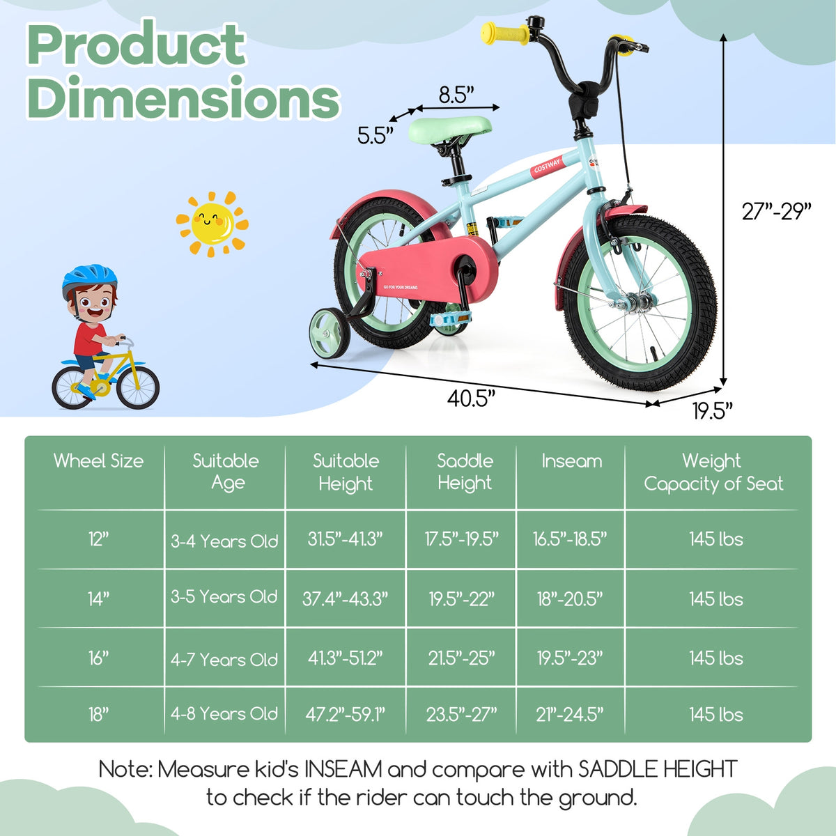 Kids Bike, Adjustable Handlebar And Saddle, 14 Inches, Blue Kids Bike at Gallery Canada