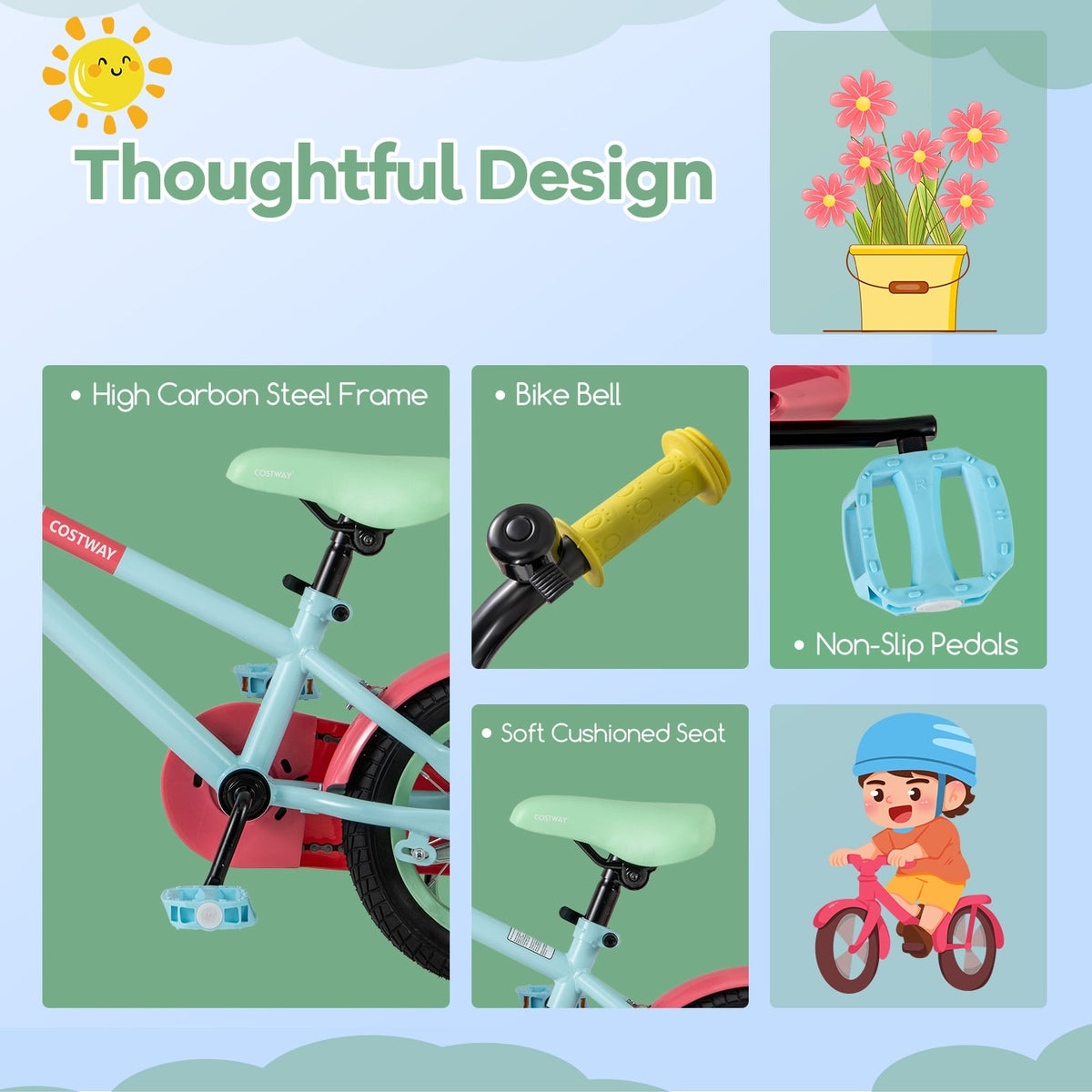 Kids Bike, Adjustable Handlebar And Saddle, 14 Inches, Blue Kids Bike at Gallery Canada