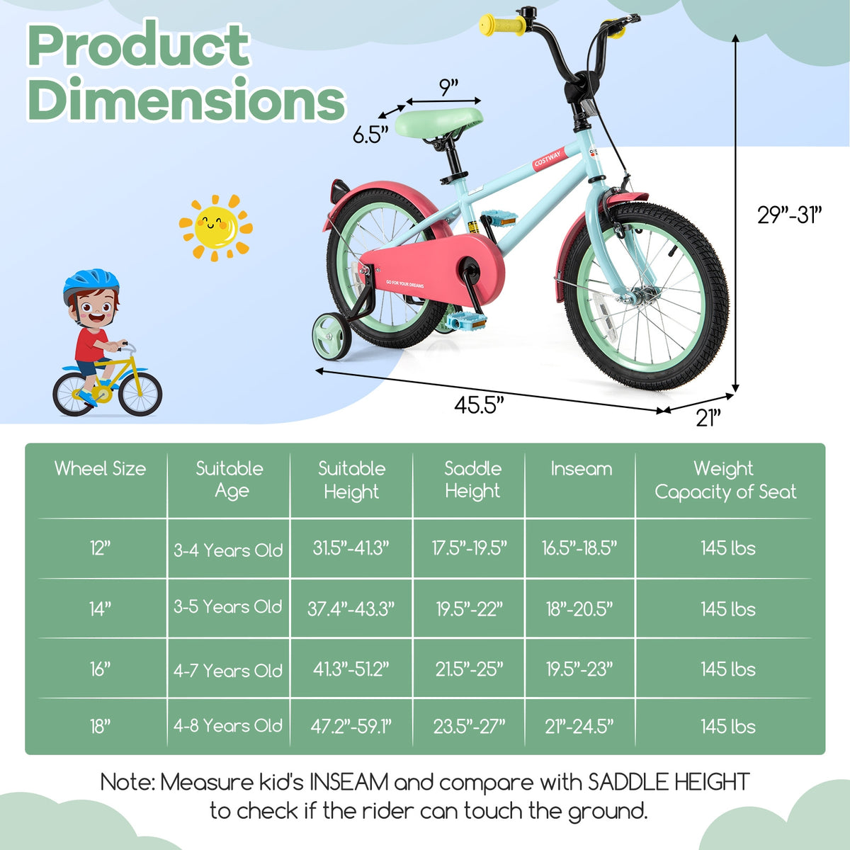 Kids Bike, Adjustable Handlebar And Saddle, 16 Inches, Blue Kids Bike at Gallery Canada