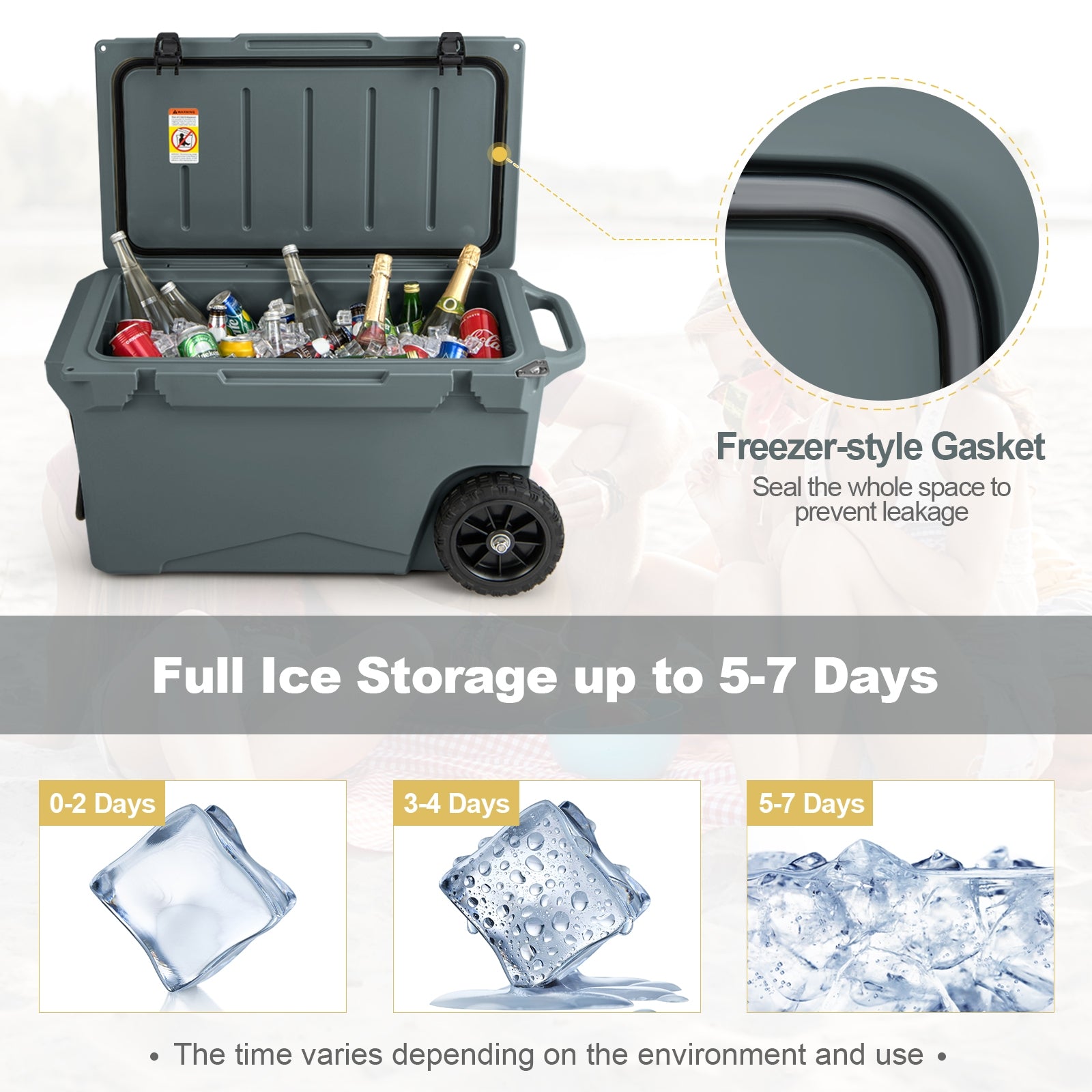 75 Quart Portable Cooler, Rotomolded Ice Chest, Gray Coolers at Gallery Canada