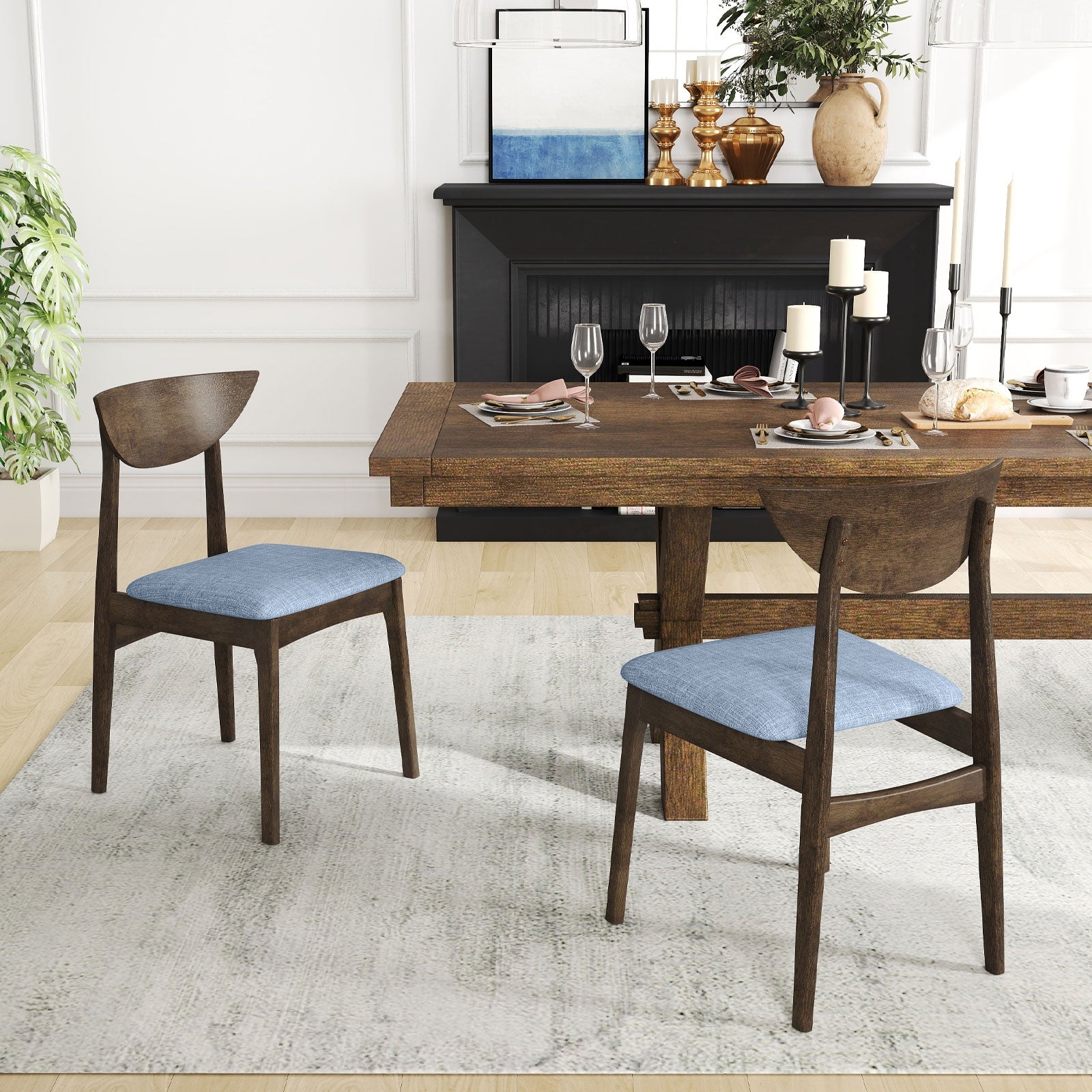 Wooden Dining Chair Set, Rubber Wood Leg, Brown Dining Chairs at Gallery Canada