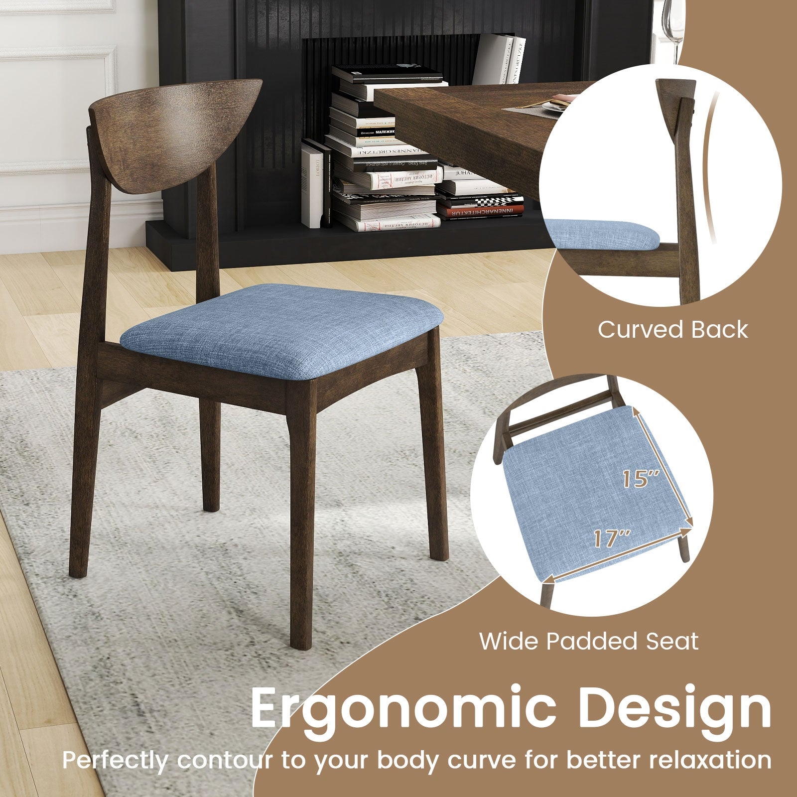 Wooden Dining Chair Set, Rubber Wood Leg, Brown Dining Chairs at Gallery Canada