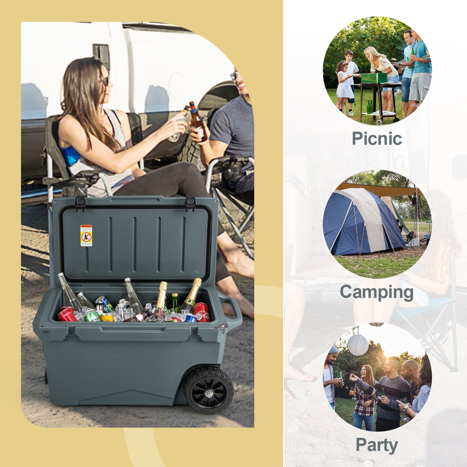 75 Quart Portable Cooler, Rotomolded Ice Chest, Gray Coolers at Gallery Canada