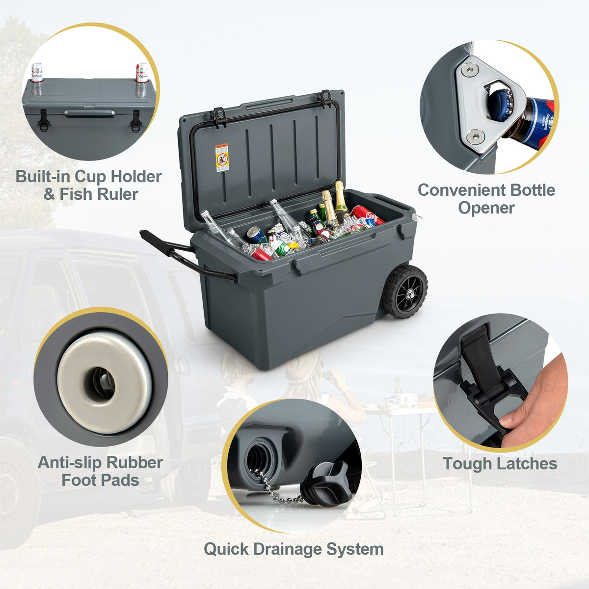 75 Quart Portable Cooler, Rotomolded Ice Chest, Gray Coolers at Gallery Canada