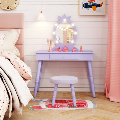 Kids Vanity Set With Lighted Mirror, Adjustable Brightness, Large Drawer, Purple Kids Vanities at Gallery Canada