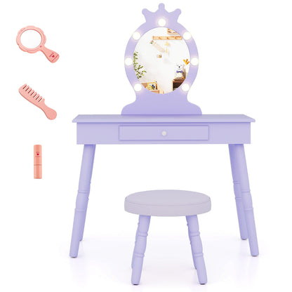 Kids Vanity Set With Lighted Mirror, Adjustable Brightness, Large Drawer, Purple Kids Vanities at Gallery Canada