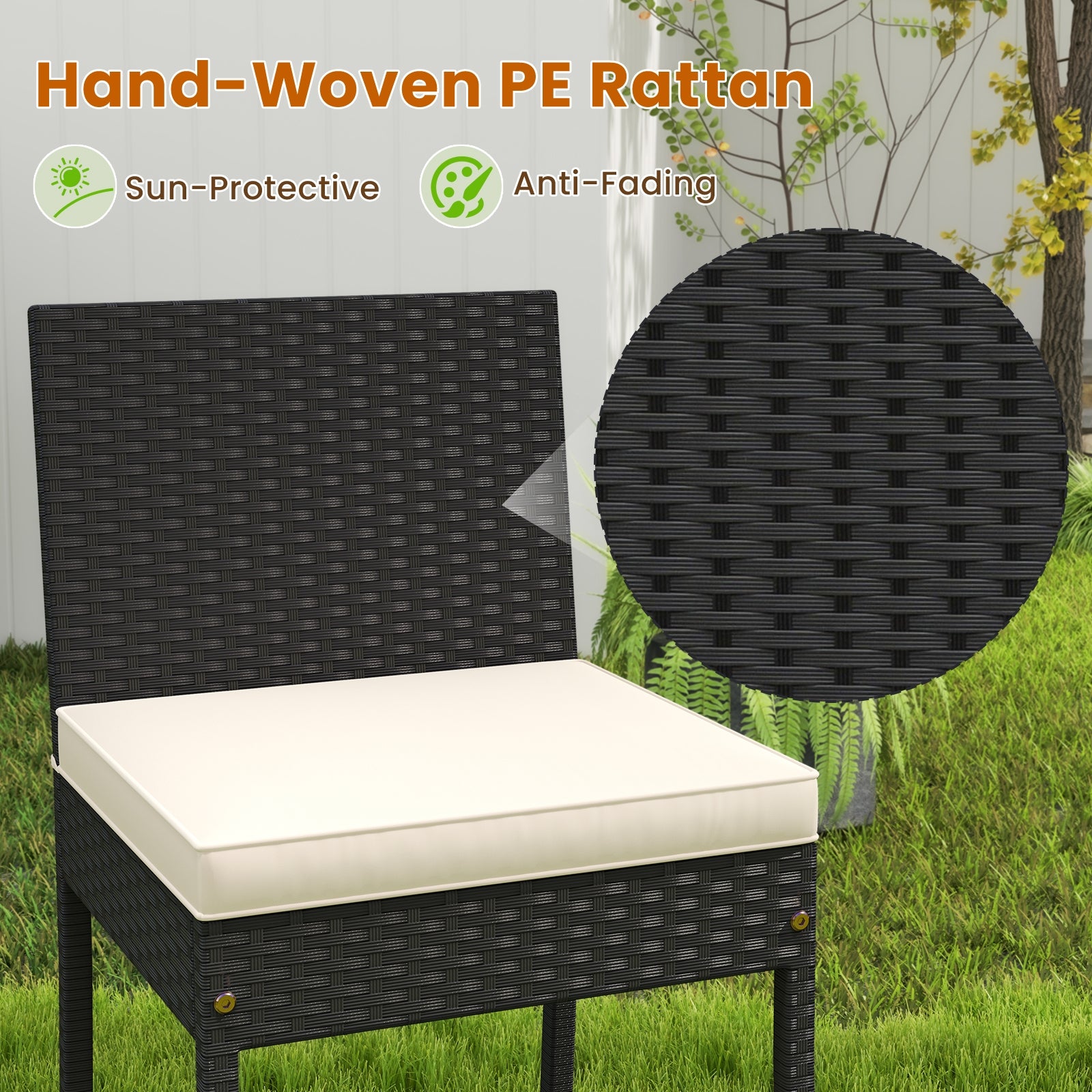 7 Piece Patio Rattan Bar Set, Seat Cushions, Porch Yard Garden Patio Bar Furniture at Gallery Canada