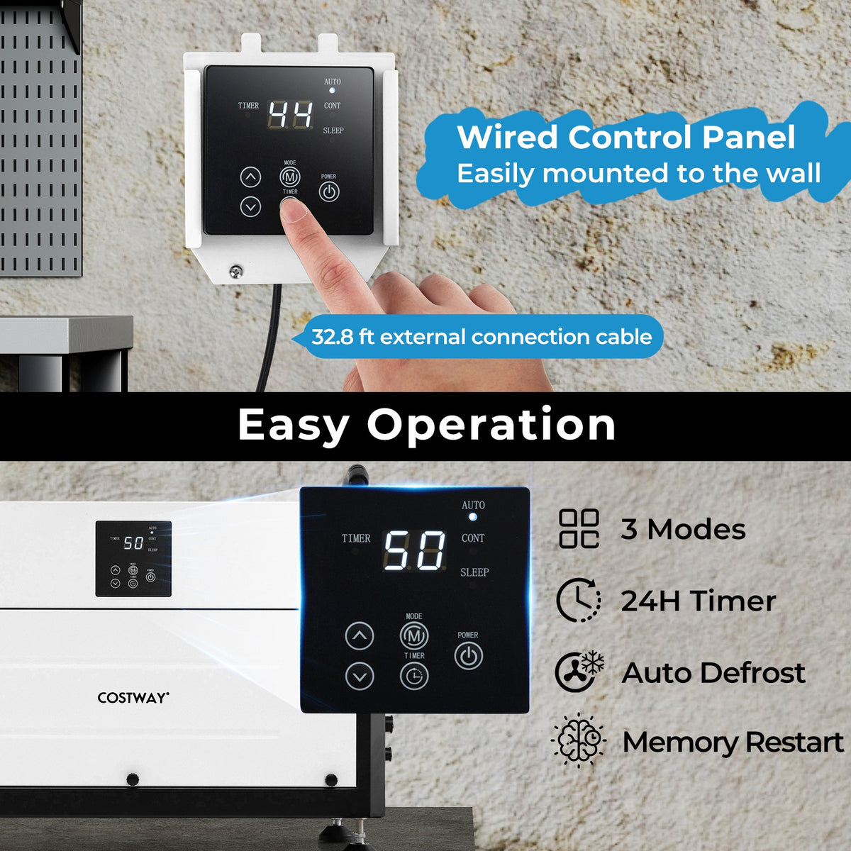 192 Pint Crawl Space Dehumidifier, 3 Modes, 24H Timer, White Dehumidifiers at Gallery Canada