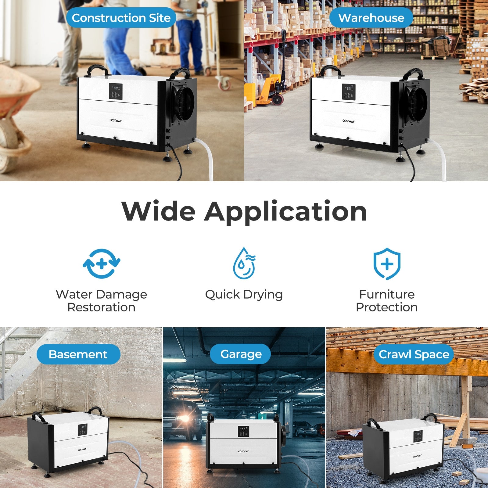 192 Pint Crawl Space Dehumidifier, 3 Modes, 24H Timer, White Dehumidifiers at Gallery Canada