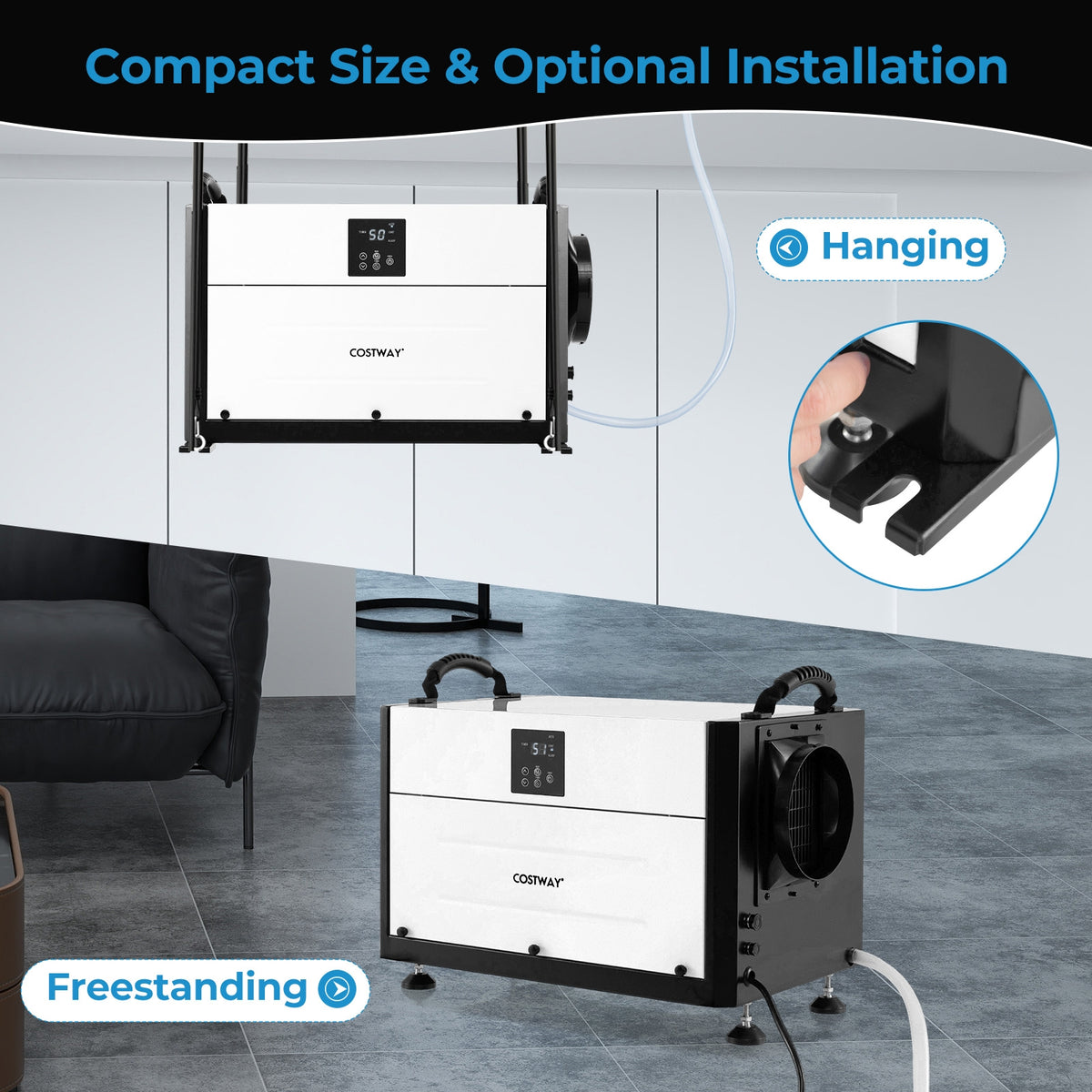192 Pint Crawl Space Dehumidifier, 3 Modes, 24H Timer, White Dehumidifiers at Gallery Canada