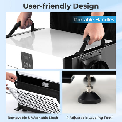 192 Pint Crawl Space Dehumidifier, 3 Modes, 24H Timer, White Dehumidifiers at Gallery Canada