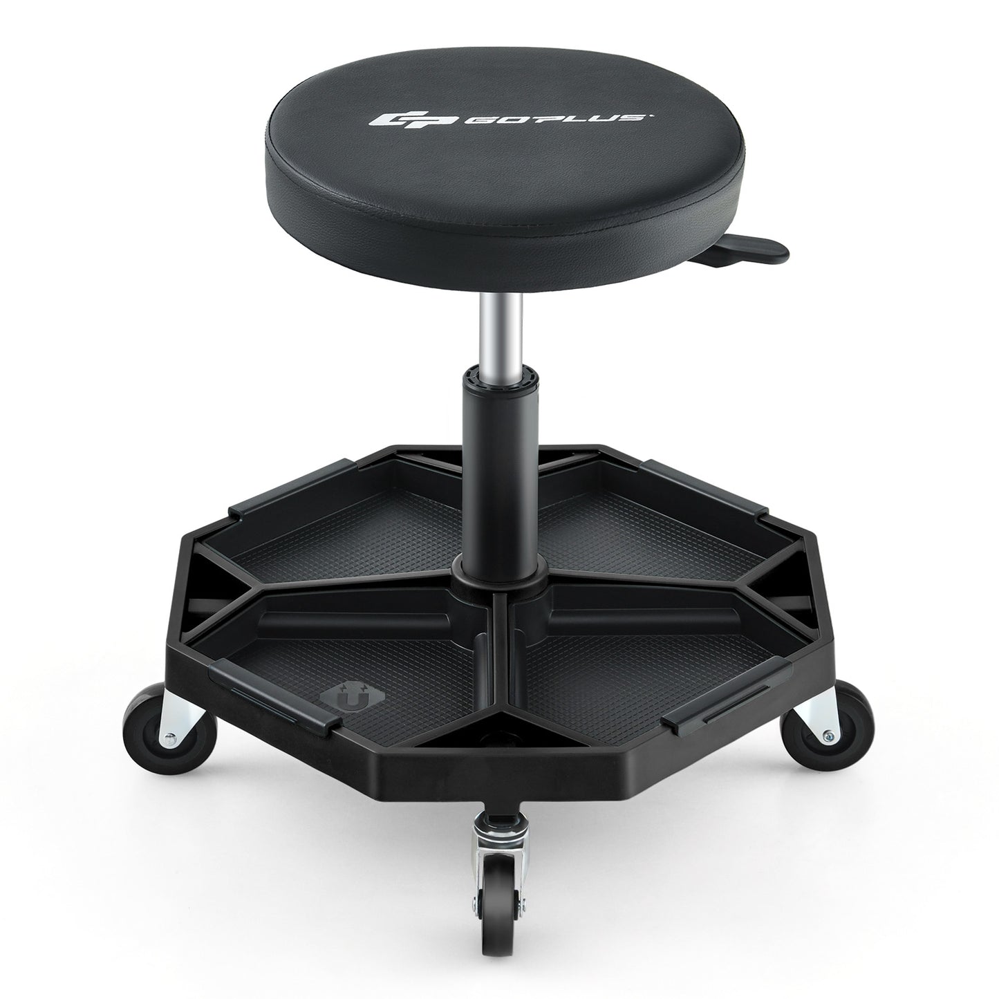 330 LBS Pneumatic Rolling Mechanic Stool, Padded Seat, Black Garages at Gallery Canada