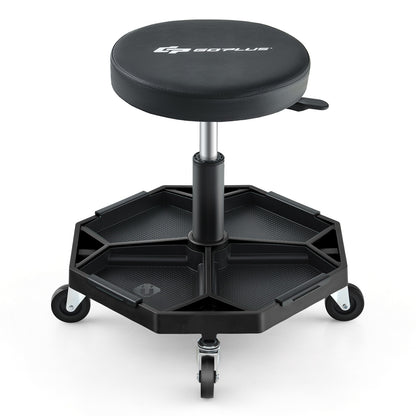 330 LBS Pneumatic Rolling Mechanic Stool, Padded Seat, Black Garages Black at Gallery Canada