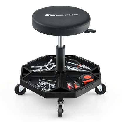 330 LBS Pneumatic Rolling Mechanic Stool, Padded Seat, Black Garages at Gallery Canada