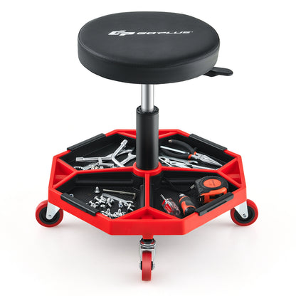 330 LBS Pneumatic Rolling Mechanic Stool, Padded Seat, Red Garages at Gallery Canada