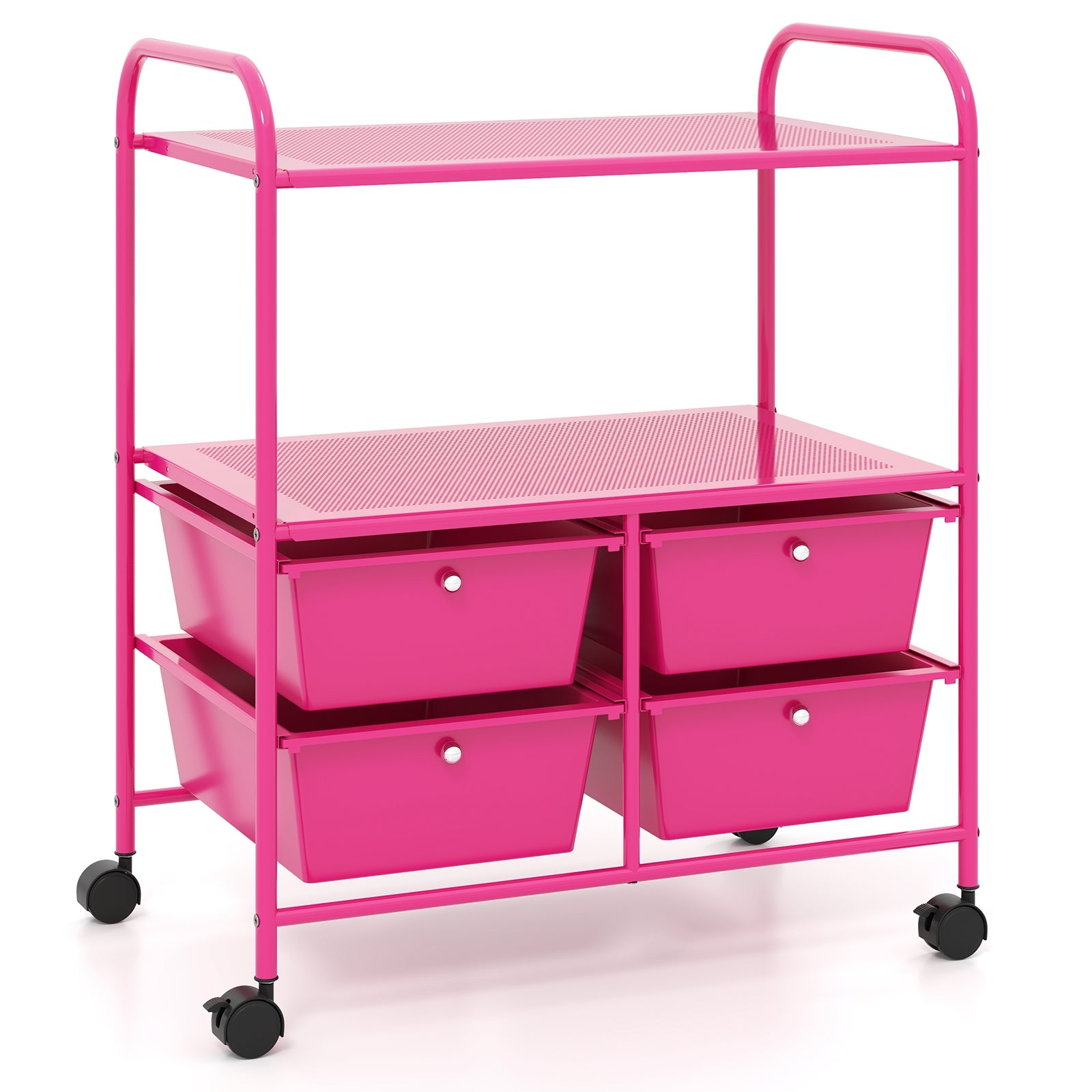 4 Drawer Rolling Storage Cart Rack, Pink File Cabinets Pink at Gallery Canada
