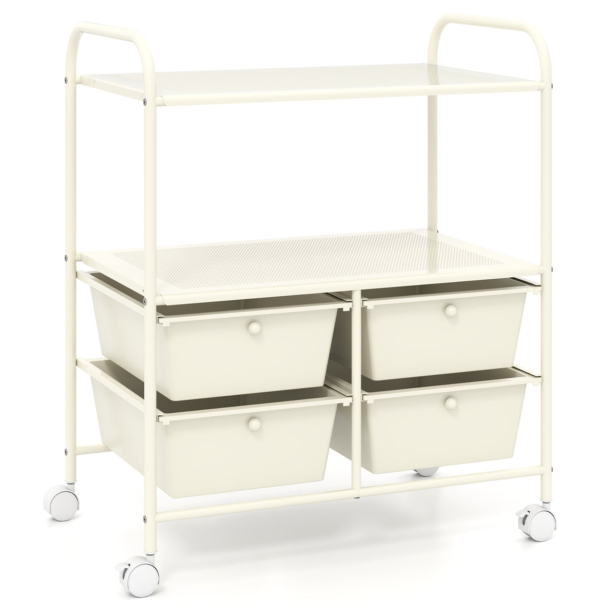4 Drawer Rolling Storage Cart, White File Cabinets White at Gallery Canada