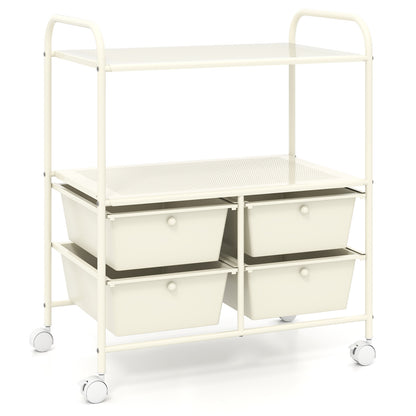 4 Drawer Rolling Storage Cart, White File Cabinets White at Gallery Canada