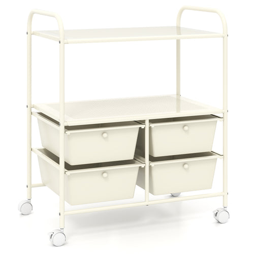4 Drawer Rolling Storage Cart, White