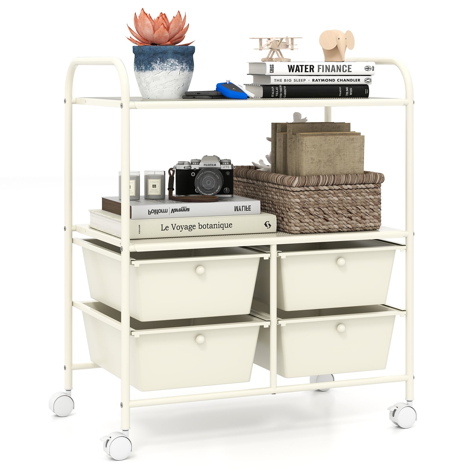 4 Drawer Rolling Storage Cart, White File Cabinets at Gallery Canada