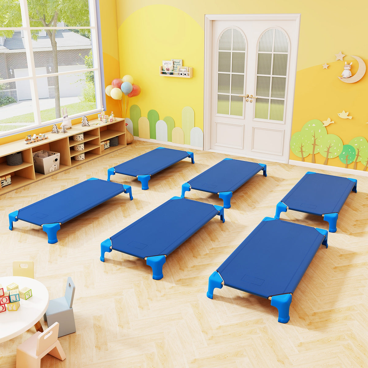 Portable Stackable Daycare Cot, 53 Inch, Blue Toddler Beds at Gallery Canada