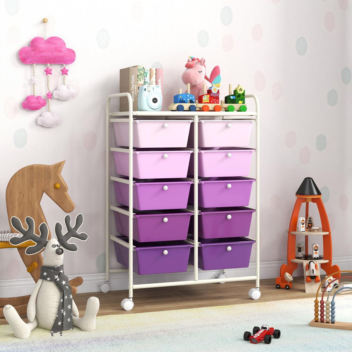 10-Drawer Rolling Storage Cart, Purple File Cabinets at Gallery Canada