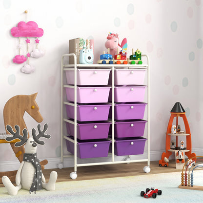 10-Drawer Rolling Storage Cart, Purple File Cabinets at Gallery Canada