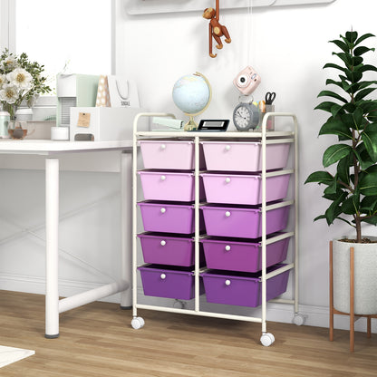 10-Drawer Rolling Storage Cart, Purple File Cabinets at Gallery Canada