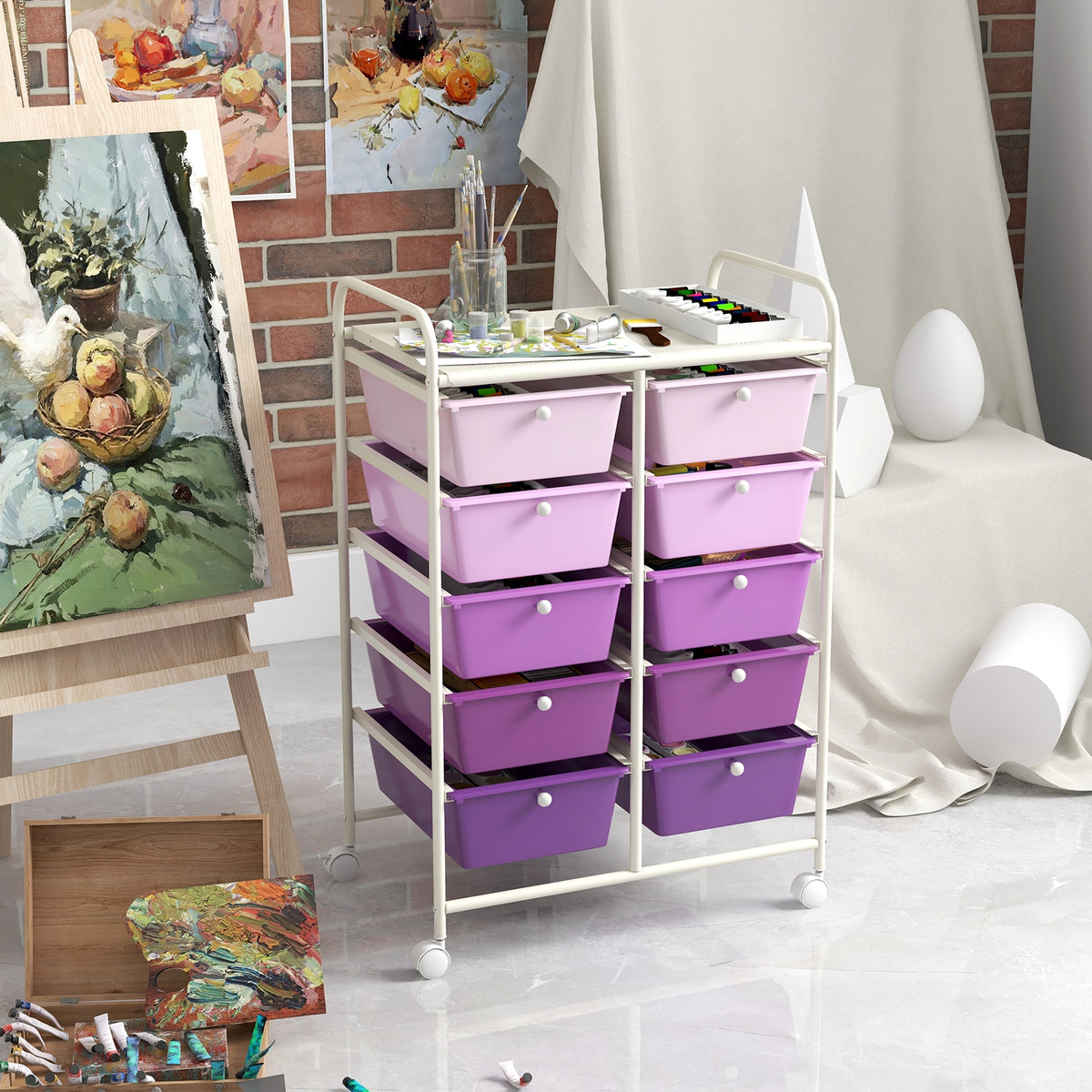 10-Drawer Rolling Storage Cart, Purple File Cabinets at Gallery Canada