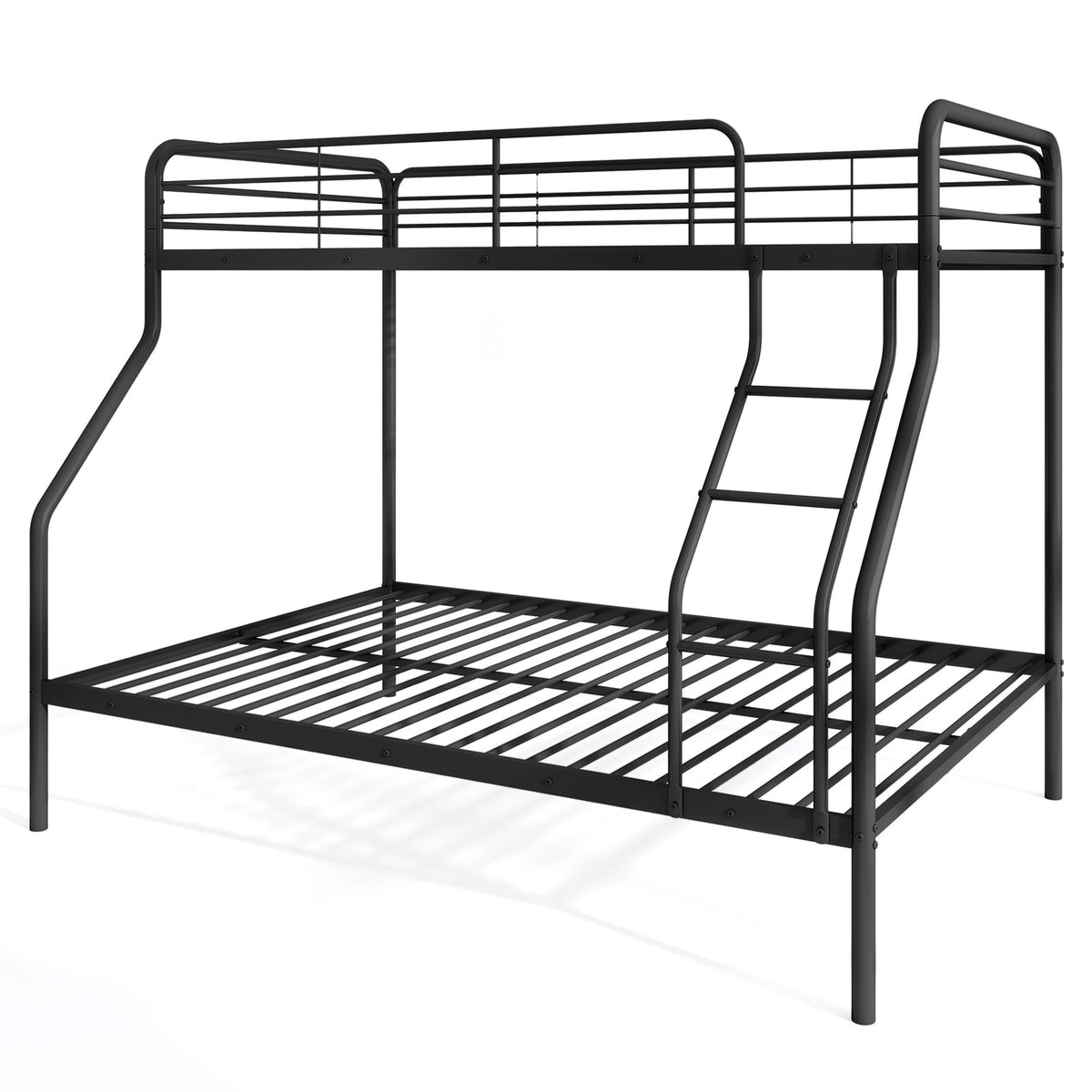 Twin Over Full Bunk Bed, With Ladder And Guardrails, Black Bunk Bed Frame Black at Gallery Canada