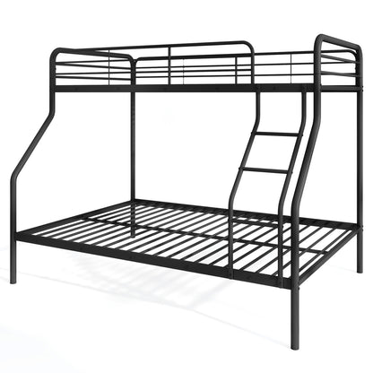Twin Over Full Bunk Bed, With Ladder And Guardrails, Black Bunk Bed Frame Black at Gallery Canada