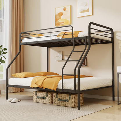 Twin Over Full Bunk Bed, With Ladder And Guardrails, Black Bunk Bed Frame at Gallery Canada