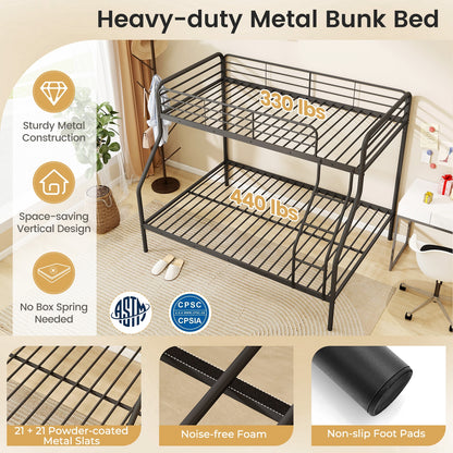 Twin Over Full Bunk Bed, With Ladder And Guardrails, Black Bunk Bed Frame at Gallery Canada