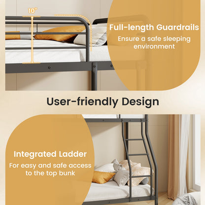 Twin Over Full Bunk Bed, With Ladder And Guardrails, Black Bunk Bed Frame at Gallery Canada