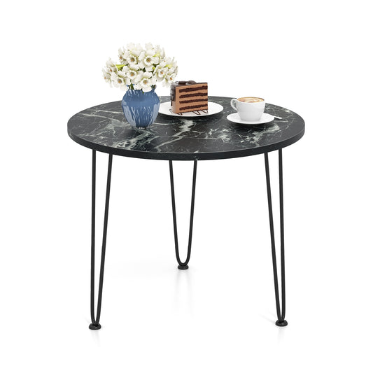 Round Coffee Table, Thickened Tabletop, Metal Tripod Legs, Black End & Side Tables Black at Gallery Canada