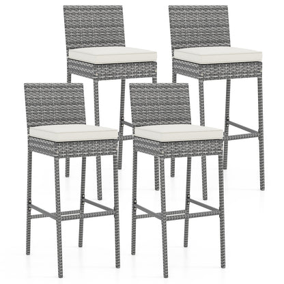Set Of 4 Patio Barstools, Soft Cushion, Cozy Footrest, Gray Patio Bar Furniture Gray at Gallery Canada