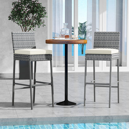 Set Of 4 Patio Barstools, Soft Cushion, Cozy Footrest, Gray Patio Bar Furniture at Gallery Canada