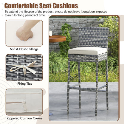 Set Of 4 Patio Barstools, Soft Cushion, Cozy Footrest, Gray Patio Bar Furniture at Gallery Canada
