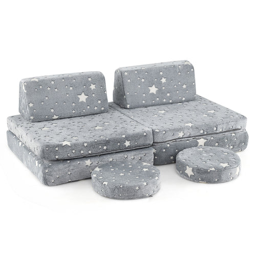 Modular Kids Play Couch, Glow In Dark, Gray