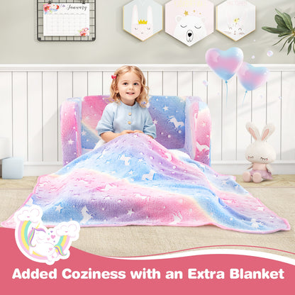 Folding Kids Couch With Blanket, Glow In The Dark, Multicolor Kids Chairs & Seating at Gallery Canada