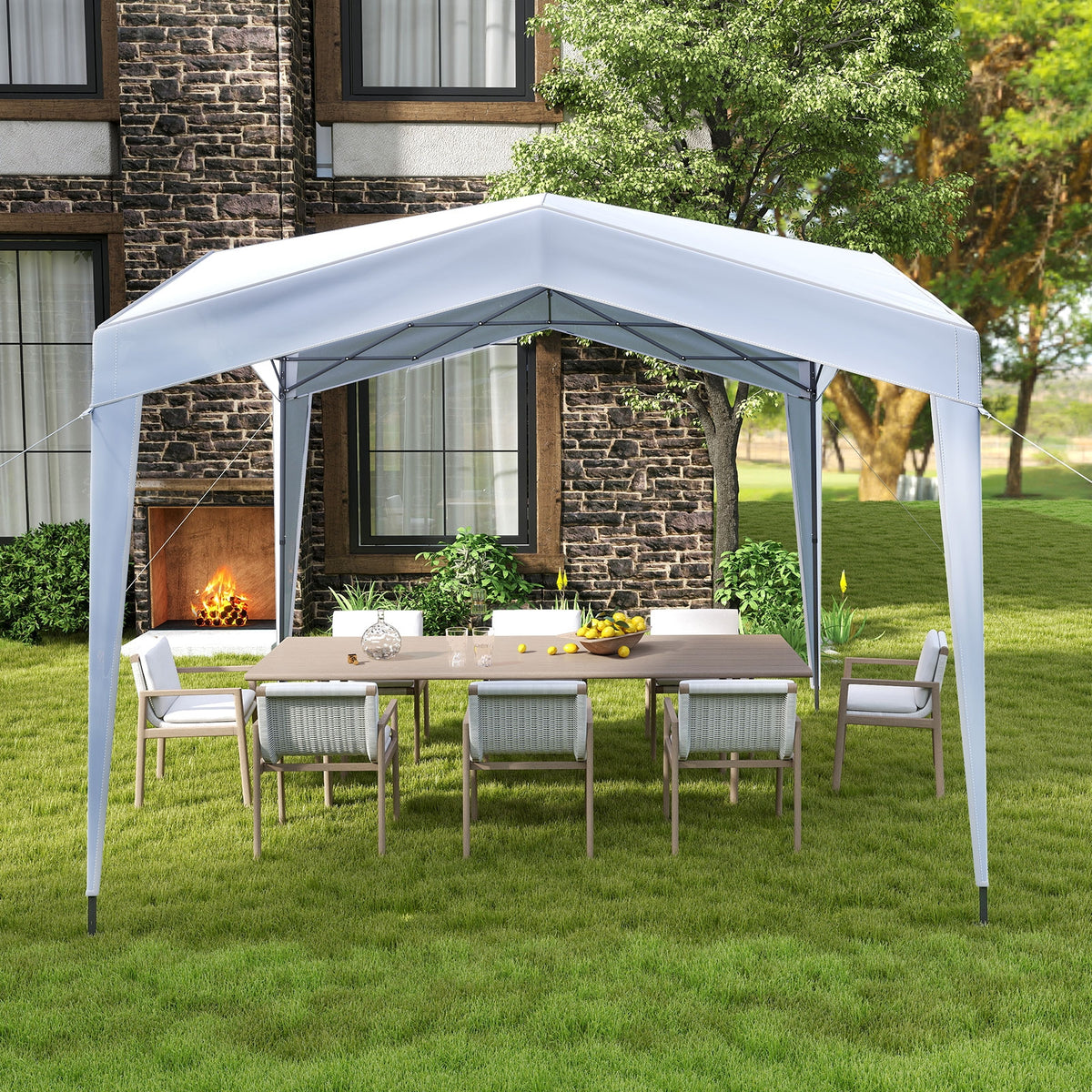 Pop Up Canopy Tent With Wheeled Bag, 8 Stakes 4 Ropes, White Canopies at Gallery Canada