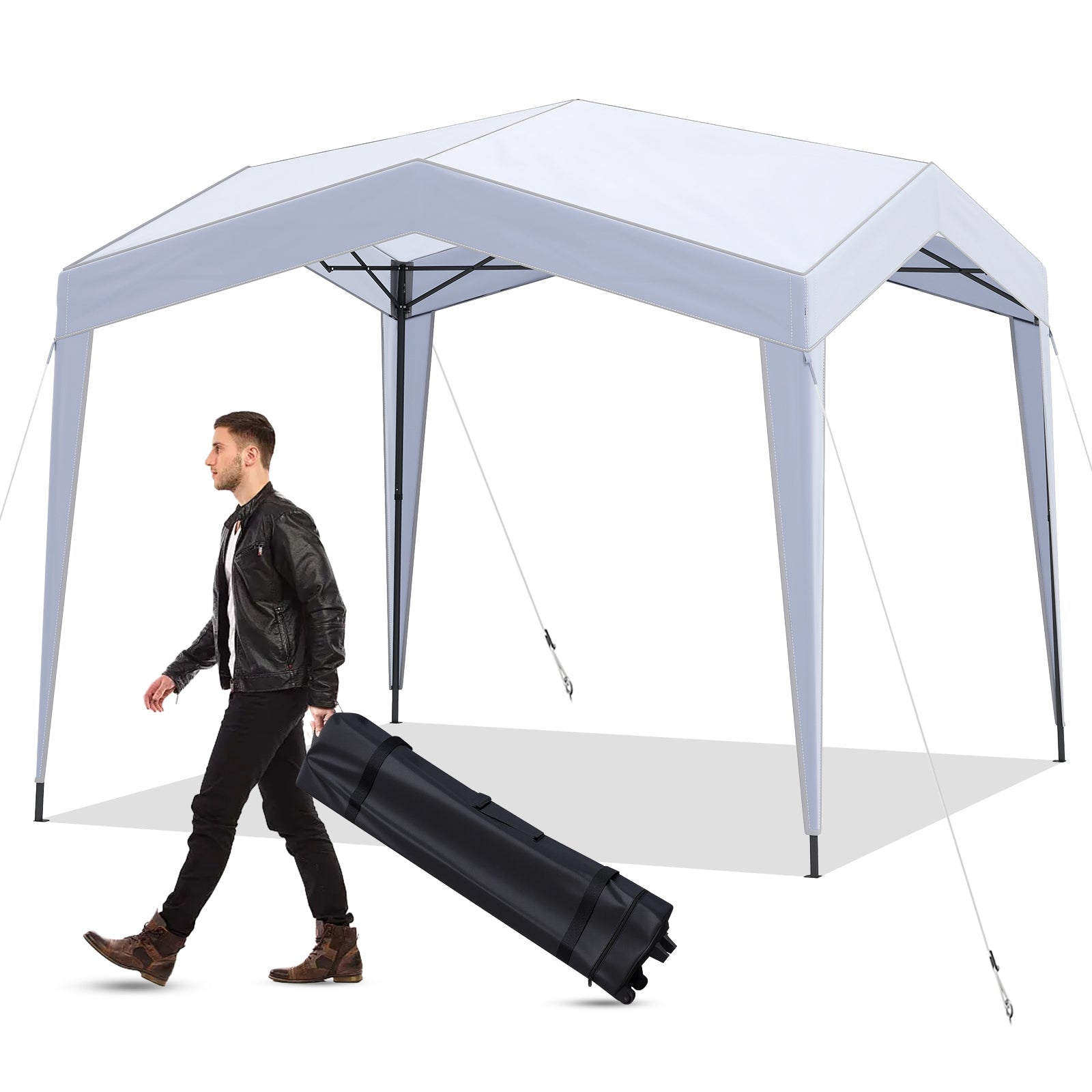 Pop Up Canopy Tent With Wheeled Bag, 8 Stakes 4 Ropes, White Canopies at Gallery Canada