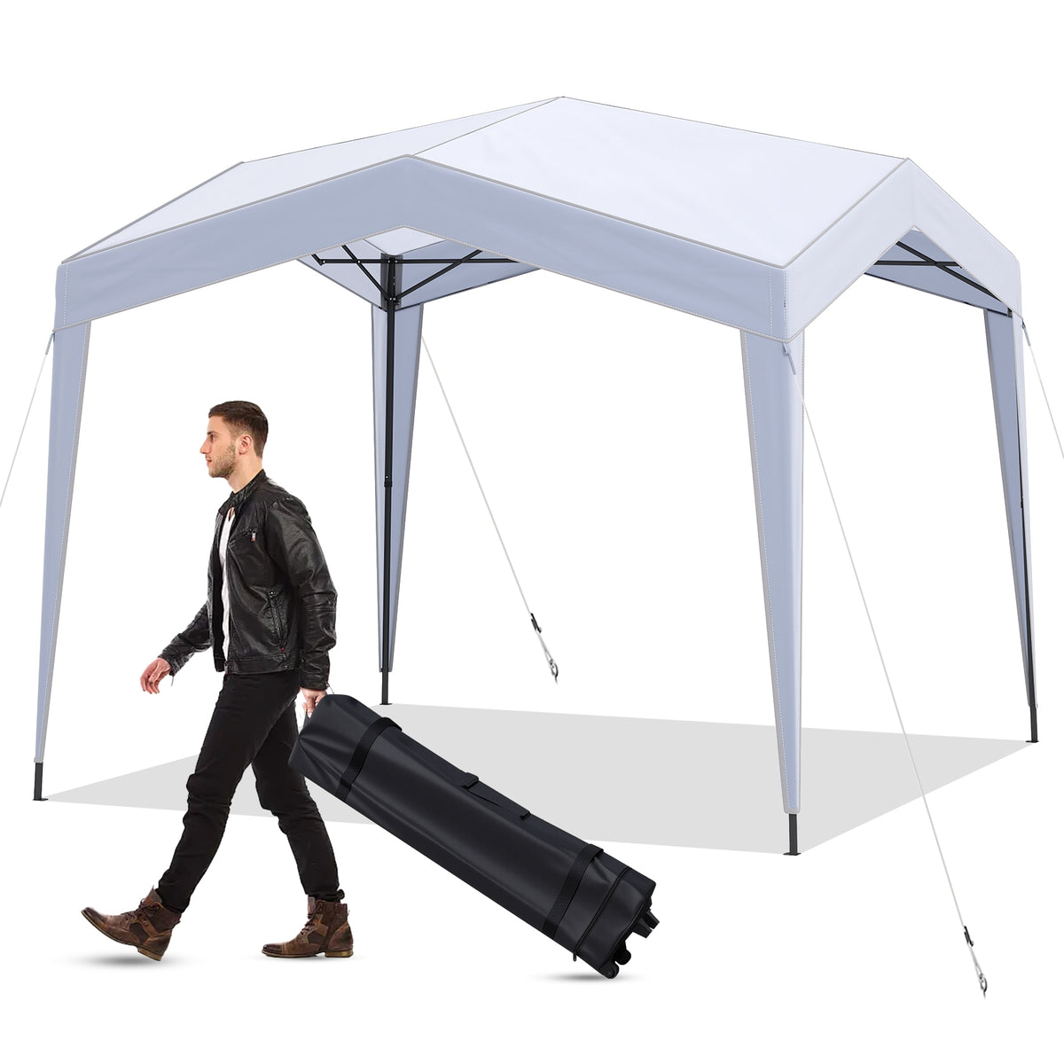 Pop Up Canopy Tent With Wheeled Bag, 8 Stakes 4 Ropes, White Canopies at Gallery Canada